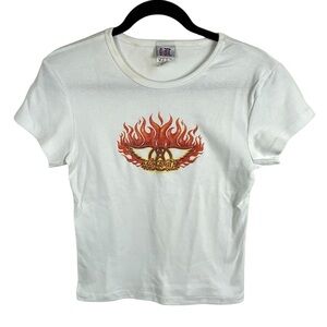 Aerosmith Vintage Babydoll Tee Flaming Wings White OSFA